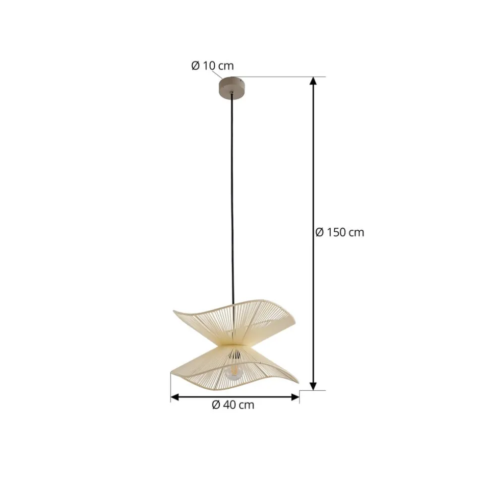 Lindby buiten hanglamp Valdorin, beige, katoen, Ø 40cm