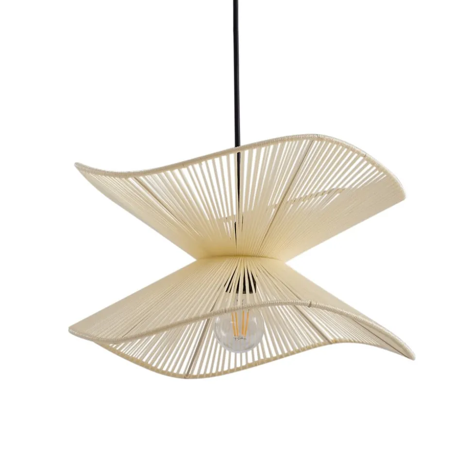 Lindby buiten hanglamp Valdorin, beige, katoen, Ø 40cm