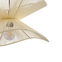Lindby buiten hanglamp Valdorin, beige, katoen, Ø 40cm