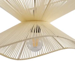 Lindby buiten hanglamp Valdorin, beige, katoen, Ø 40cm