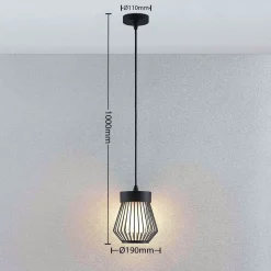 Lindby buiten hanglamp Vajana, Ø 19 cm, zwart, aluminium