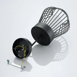 Lindby buiten hanglamp Vajana, Ø 19 cm, zwart, aluminium