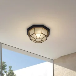 Lindby buiten plafondlamp Idril, antraciet, metaal, Ø 26,5cm