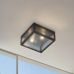 Lindby buiten plafondlamp Bolgar, zwart, metaal, glas