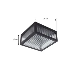 Lindby buiten plafondlamp Bolgar, zwart, metaal, glas