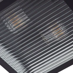 Lindby buiten plafondlamp Bolgar, zwart, metaal, glas