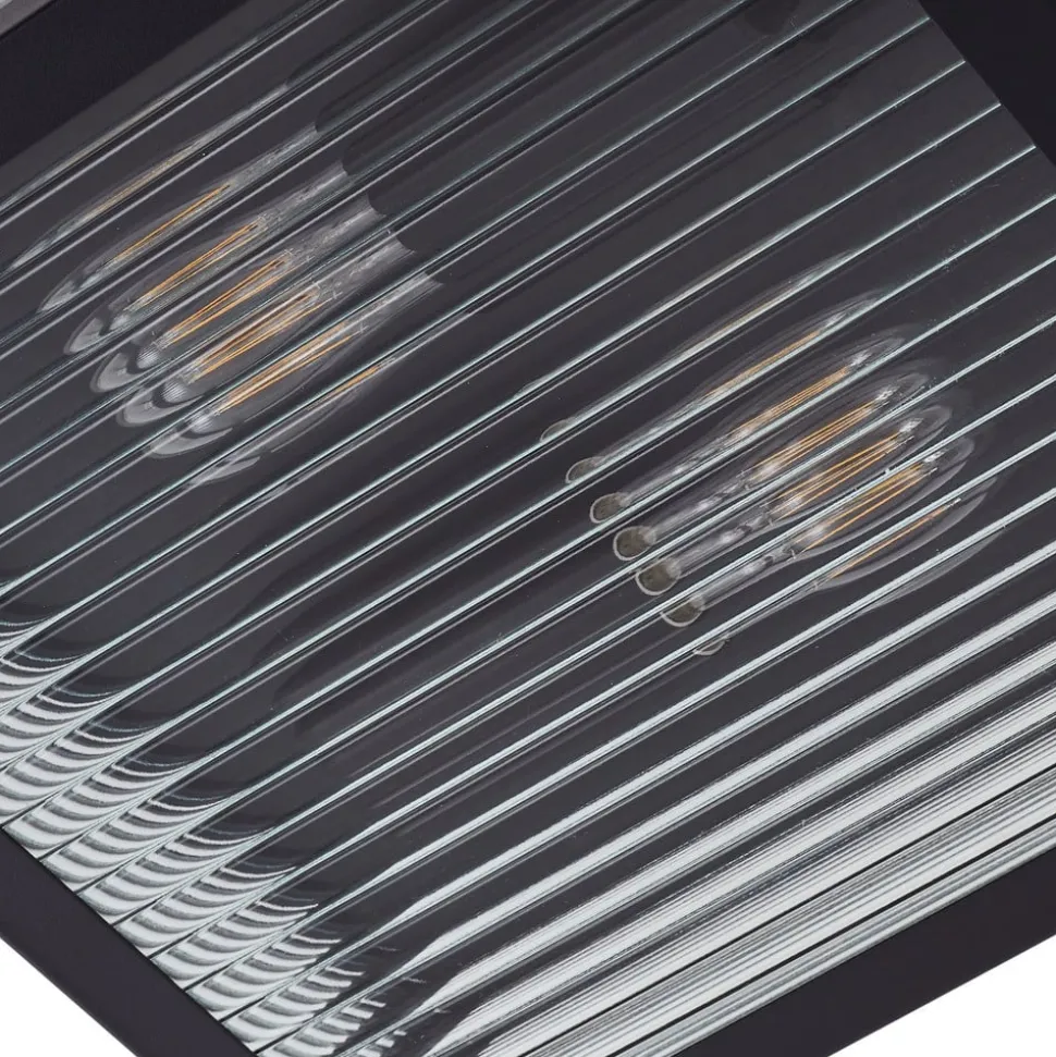 Lindby buiten plafondlamp Bolgar, zwart, metaal, glas