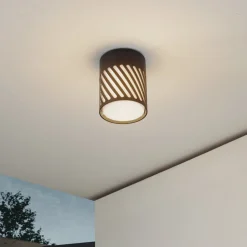 Lindby buiten plafondlamp Lurinda, 10,5 cm, zwart, aluminium,