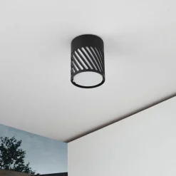 Lindby buiten plafondlamp Lurinda, 10,5 cm, zwart, aluminium,