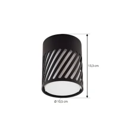 Lindby buiten plafondlamp Lurinda, 10,5 cm, zwart, aluminium,