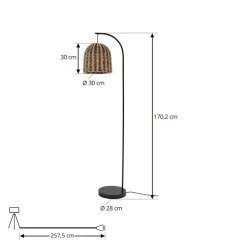 Lindby buiten vloerlamp Taryn, bruin, kunststof, IP44 172cm