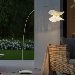 Lindby buiten vloerlamp Valdorin, beige, 199 cm, IP44