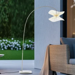 Lindby buiten vloerlamp Valdorin, beige, 199 cm, IP44