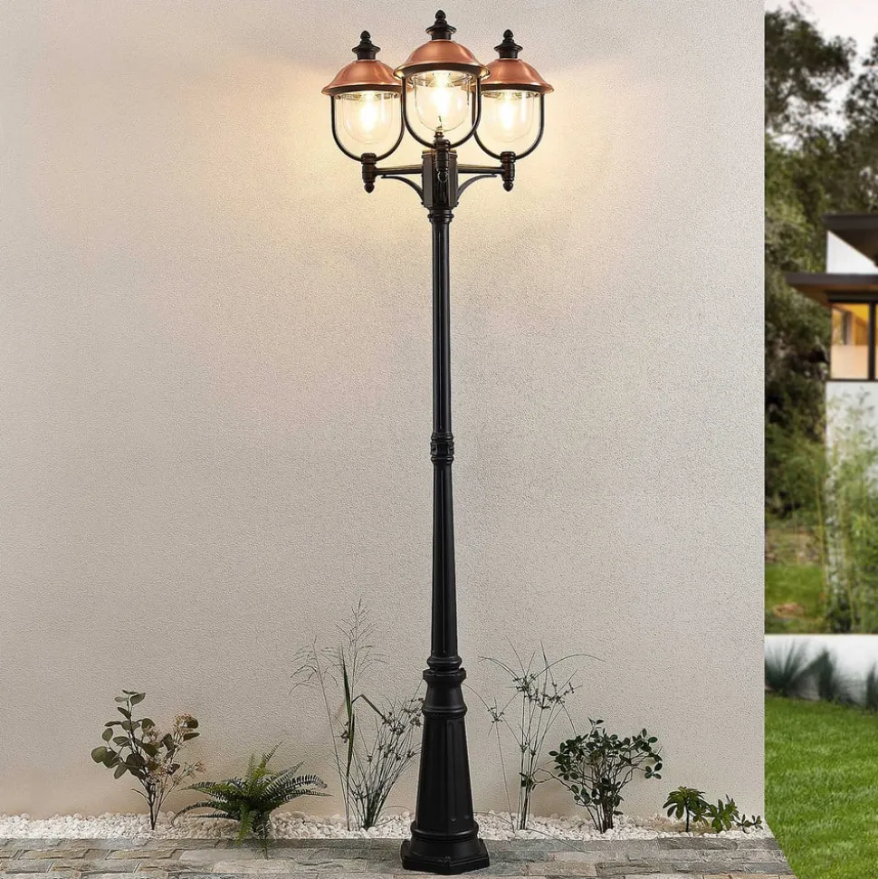 Lindby buitenlamp Clint, 225cm, 3-lamps, zeewaterbestendig, E27