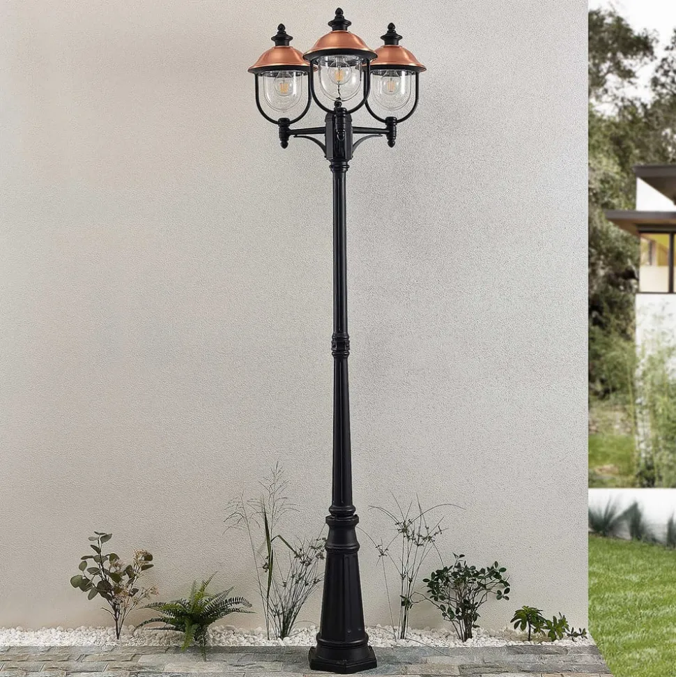 Lindby buitenlamp Clint, 225cm, 3-lamps, zeewaterbestendig, E27