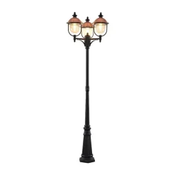 Lindby buitenlamp Clint, 225cm, 3-lamps, zeewaterbestendig, E27