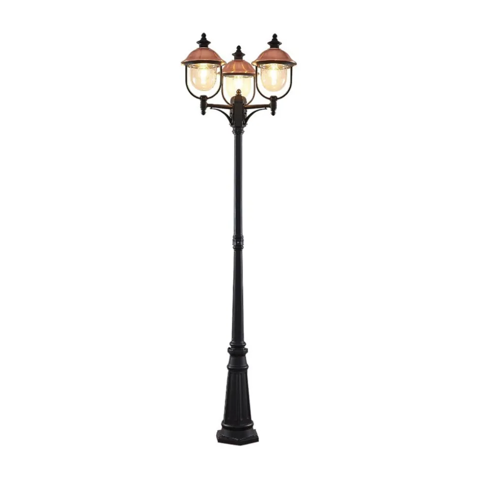 Lindby buitenlamp Clint, 225cm, 3-lamps, zeewaterbestendig, E27