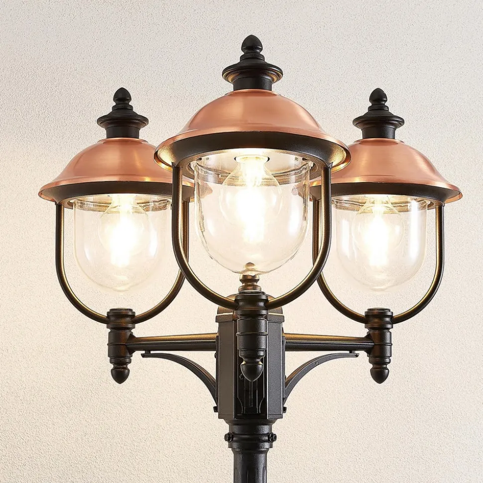 Lindby buitenlamp Clint, 225cm, 3-lamps, zeewaterbestendig, E27