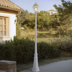 Lindby buitenlamp Edana, 211 cm, wit, metaal, E27, IP44