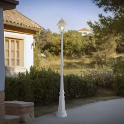 Lindby buitenlamp Edana, 211 cm, wit, metaal, E27, IP44