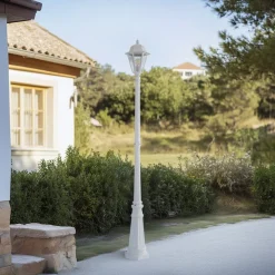 Lindby buitenlamp Edana, 211 cm, wit, metaal, E27, IP44