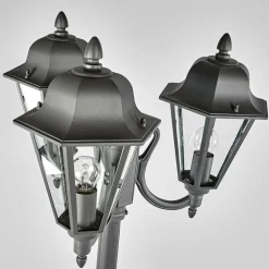 Lindby buitenlamp Edana, 212cm, 3-lamps, antraciet, E27, IP44