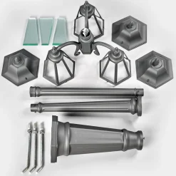 Lindby buitenlamp Edana, 212cm, 3-lamps, antraciet, E27, IP44