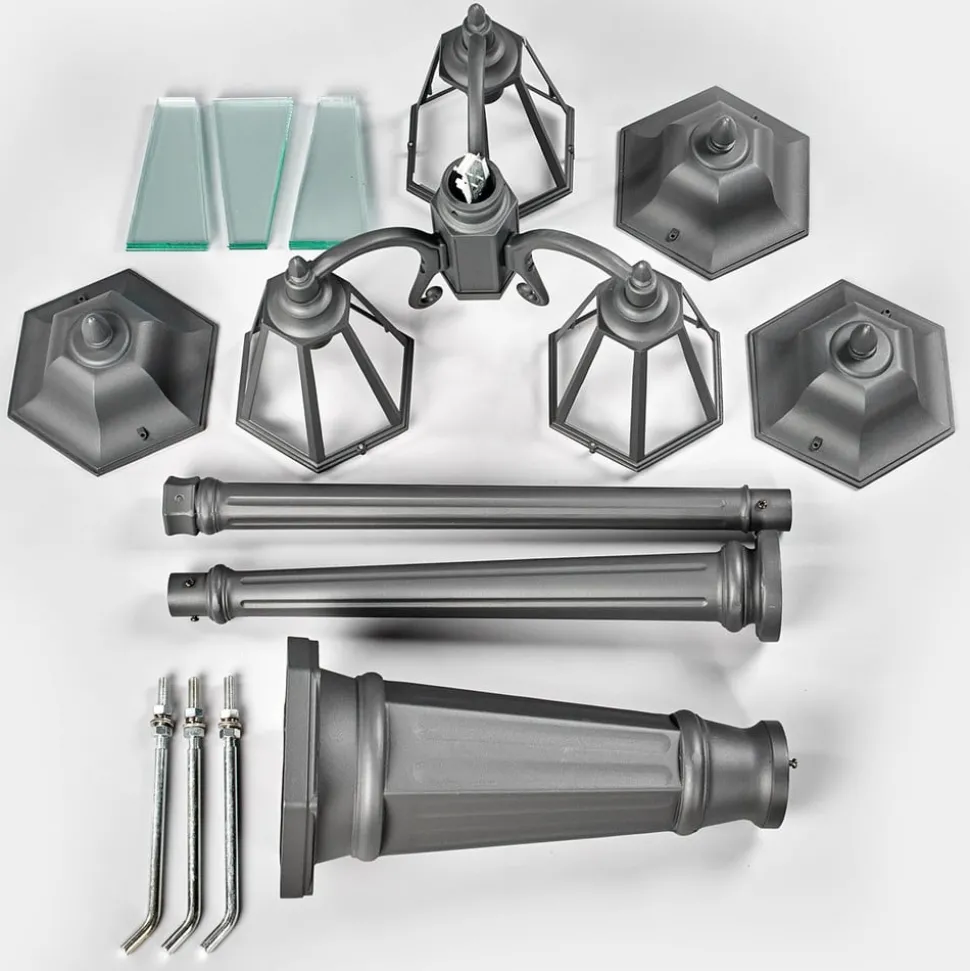 Lindby buitenlamp Edana, 212cm, 3-lamps, antraciet, E27, IP44