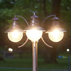 Lindby buitenlamp Eddie, 198 cm, roest, metaal, IP44, E27