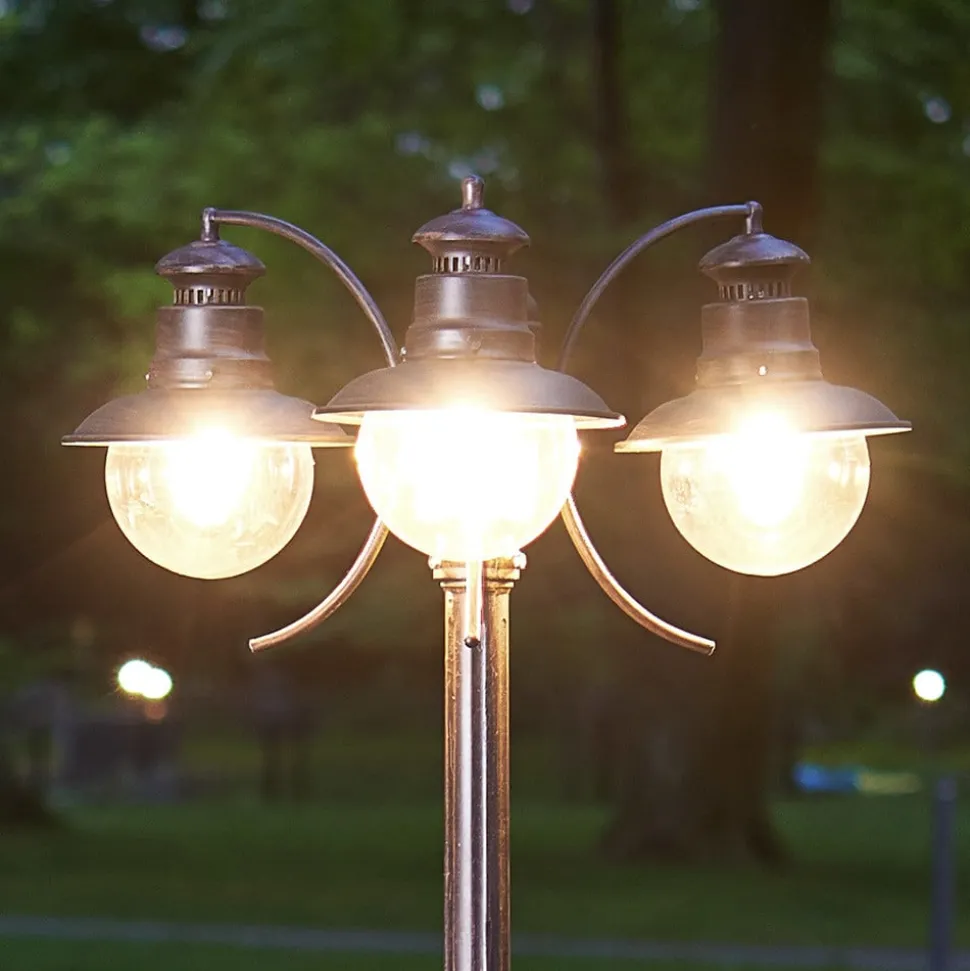 Lindby buitenlamp Eddie, 198 cm, roest, metaal, IP44, E27