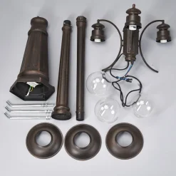 Lindby buitenlamp Eddie, 198 cm, roest, metaal, IP44, E27