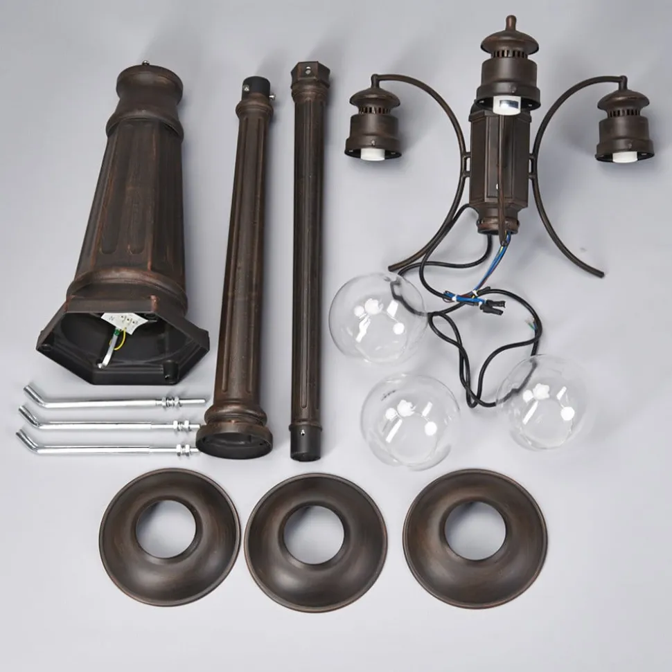 Lindby buitenlamp Eddie, 198 cm, roest, metaal, IP44, E27