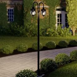 Lindby buitenlamp Farley, 215 cm, 2-lamps, IP44, E27