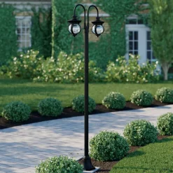 Lindby buitenlamp Farley, 215 cm, 2-lamps, IP44, E27