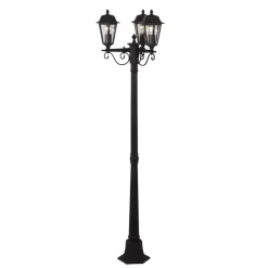 Lindby buitenlamp Lamina, 172cm, 3-lamps, zwart-roest, E27