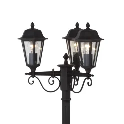 Lindby buitenlamp Lamina, 172cm, 3-lamps, zwart-roest, E27