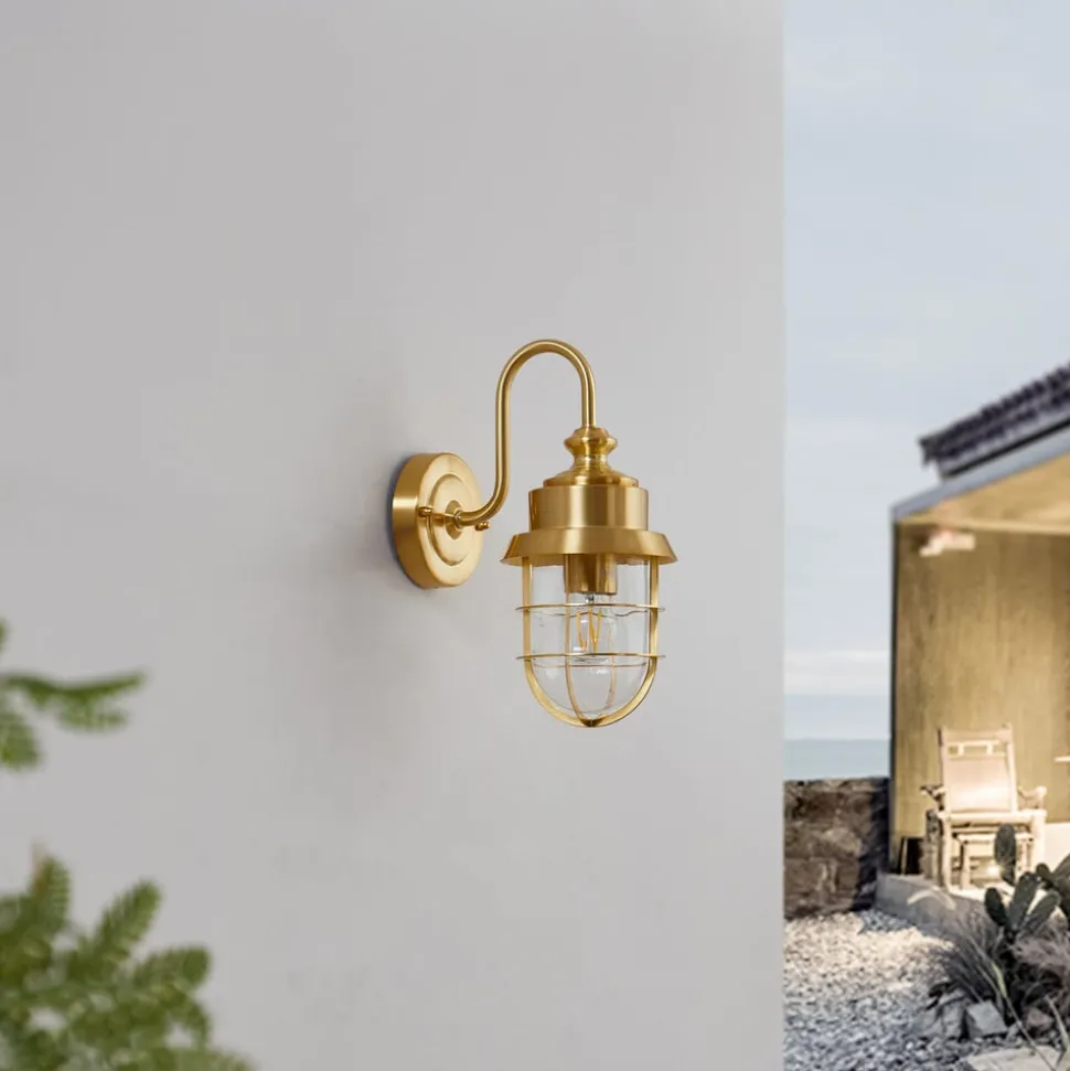 Lindby buitenwandlamp Adalie, messing, roestvrij staal