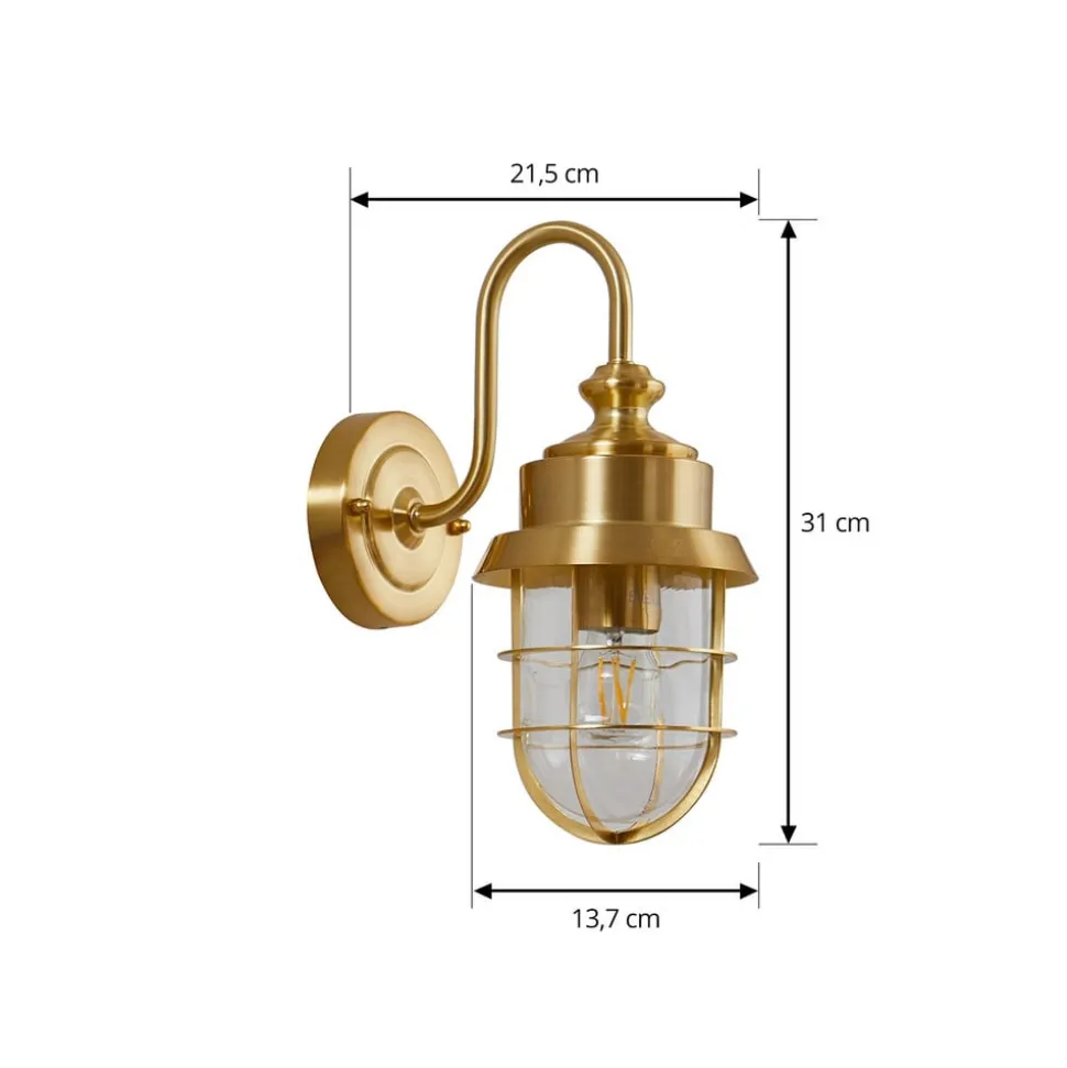 Lindby buitenwandlamp Adalie, messing, roestvrij staal