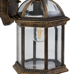 Lindby buitenwandlamp Adelisa, goud antiek, aluminium, hoogte 39 cm