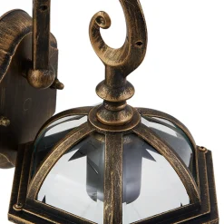 Lindby buitenwandlamp Adelisa, goud antiek, aluminium, hoogte 39 cm