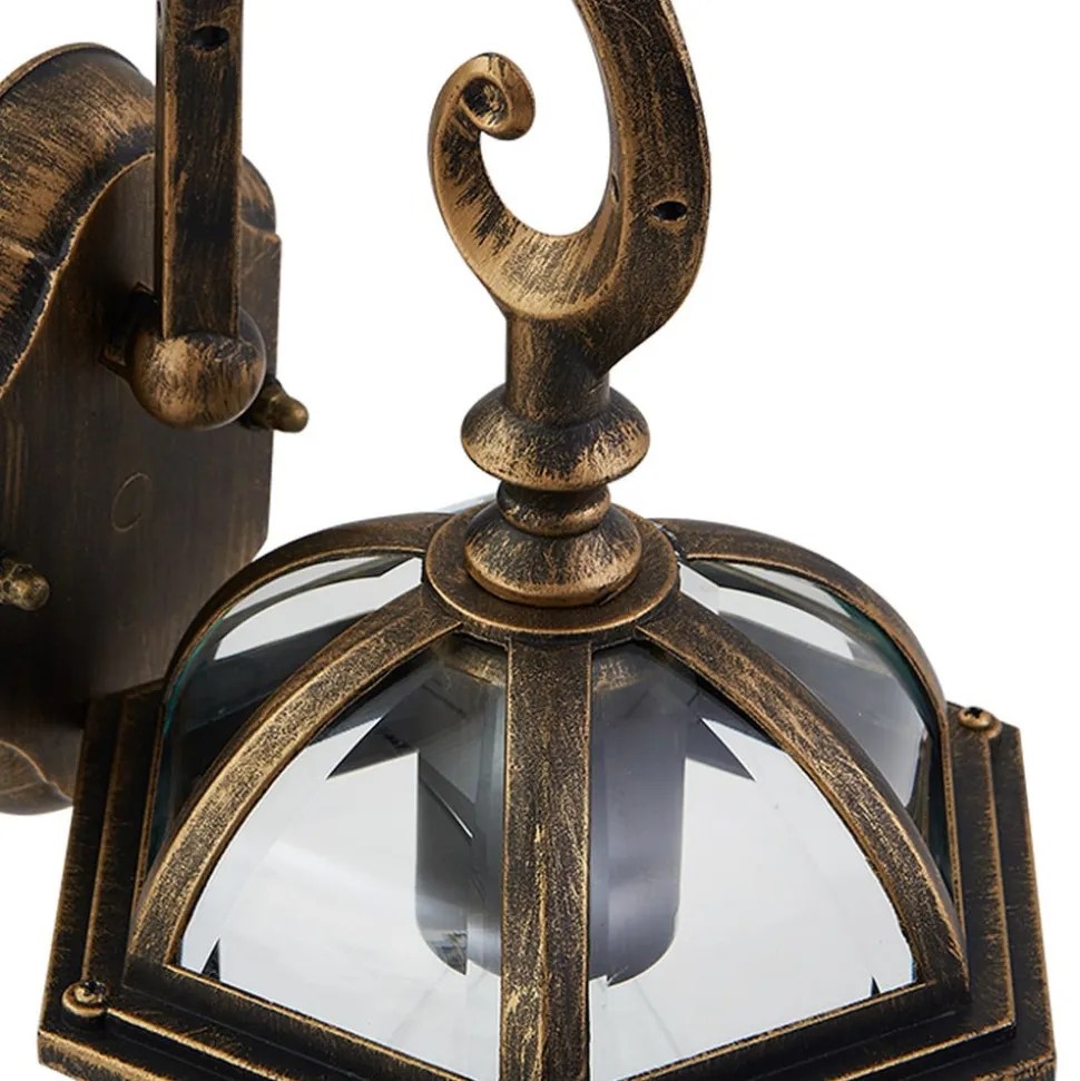 Lindby buitenwandlamp Adelisa, goud antiek, aluminium, hoogte 39 cm