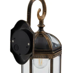 Lindby buitenwandlamp Adelisa, goud antiek, aluminium, hoogte 39 cm