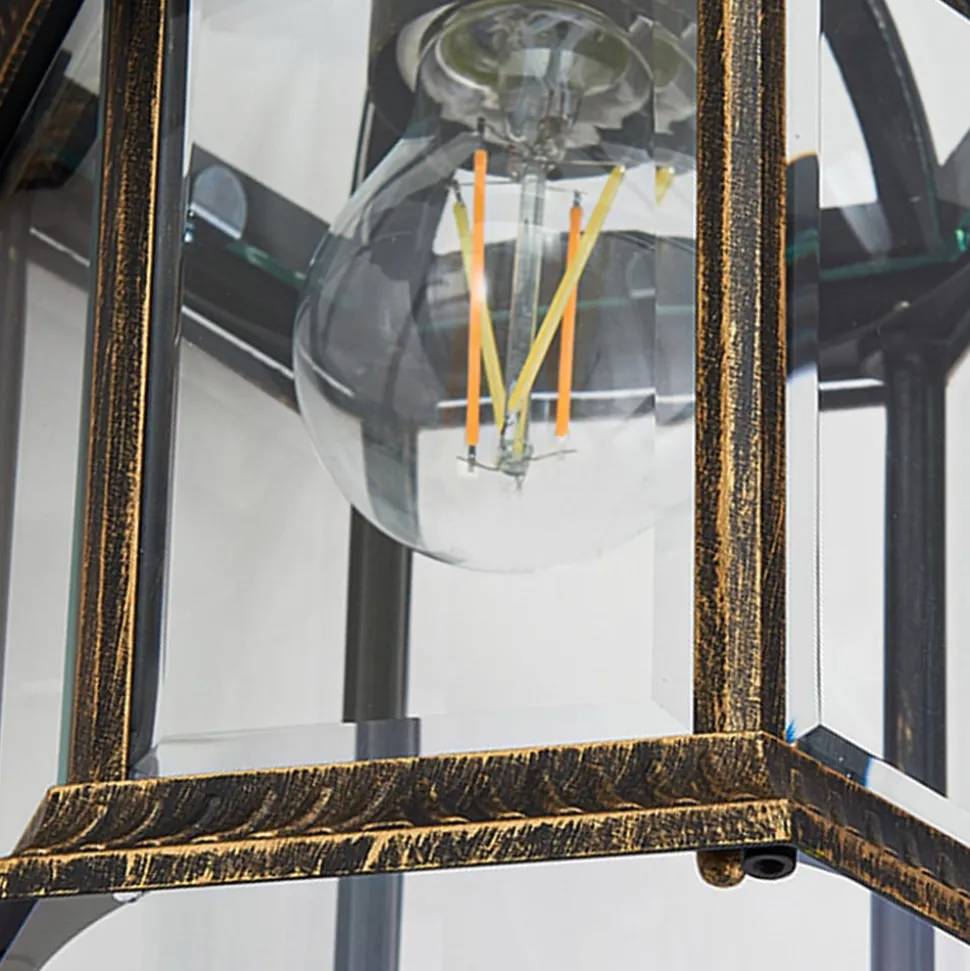 Lindby buitenwandlamp Adelisa, goud antiek, aluminium, hoogte 39 cm