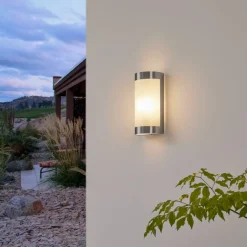 Lindby buitenwandlamp Alvin, 26 cm, roestvrij staal, IP44, E27