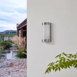 Lindby buitenwandlamp Alvin, 26 cm, roestvrij staal, IP44, E27