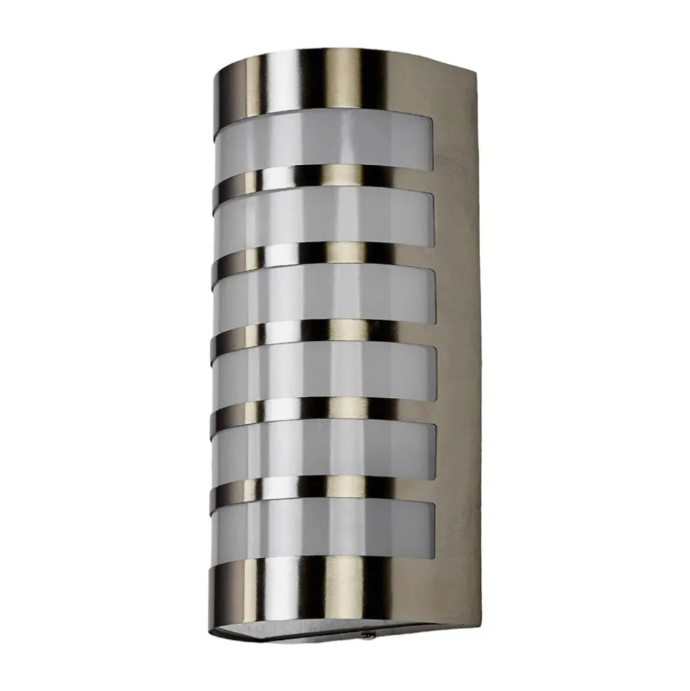 Lindby buitenwandlamp Alvin, stutten, roestvrij staal, IP44, E27