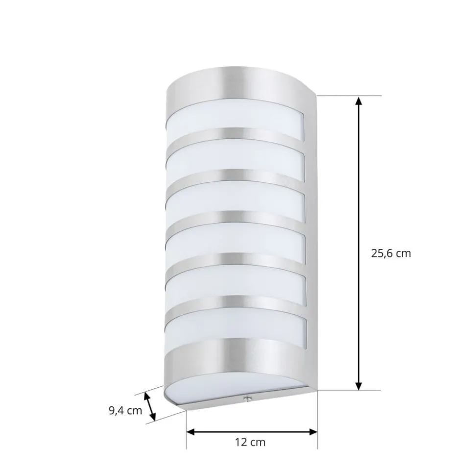 Lindby buitenwandlamp Alvin, stutten, roestvrij staal, IP44, E27