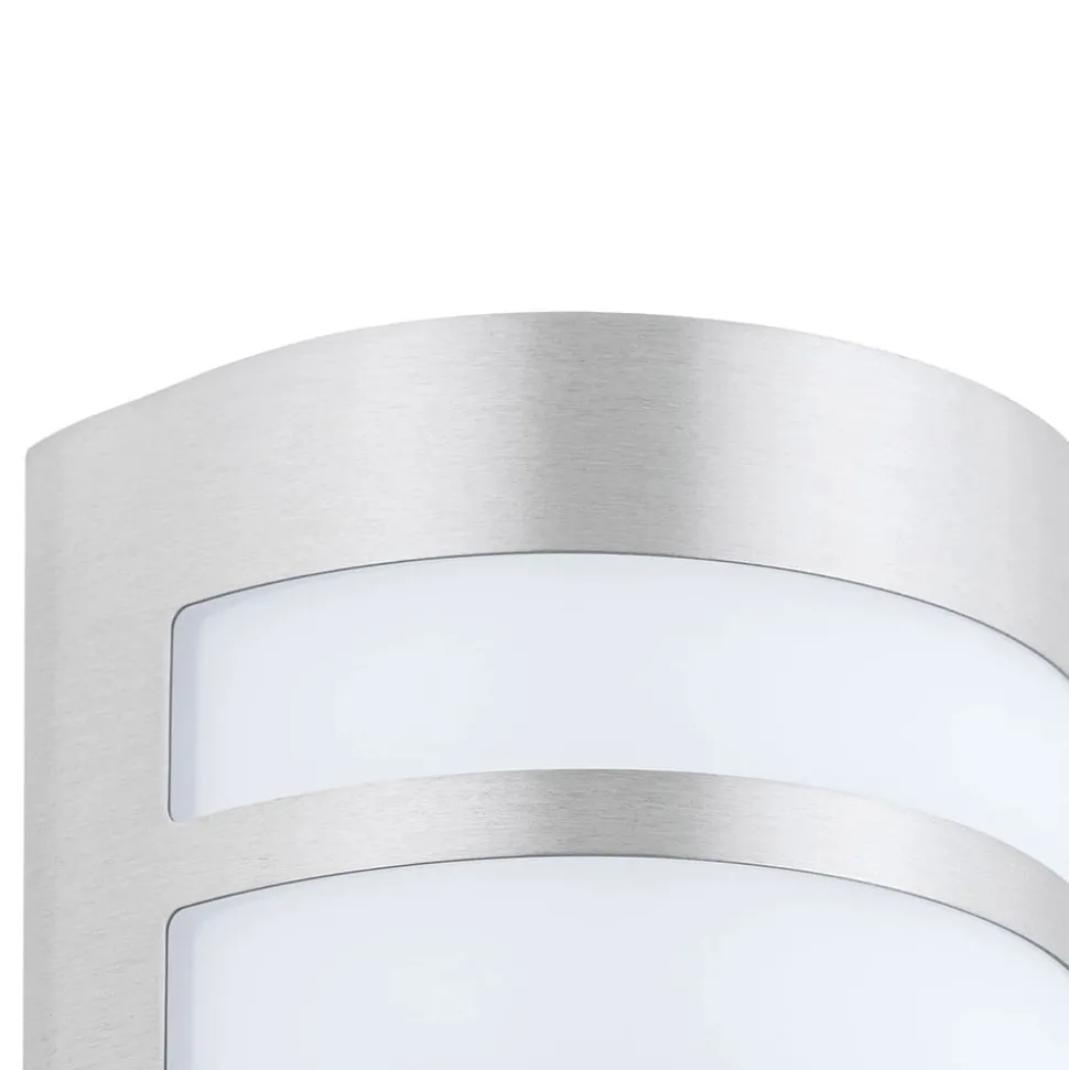 Lindby buitenwandlamp Alvin, stutten, roestvrij staal, IP44, E27