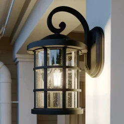 Lindby buitenwandlamp Ankea, zwart, hoogte 37 cm, IP23, E27