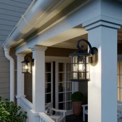 Lindby buitenwandlamp Ankea, zwart, hoogte 37 cm, IP23, E27